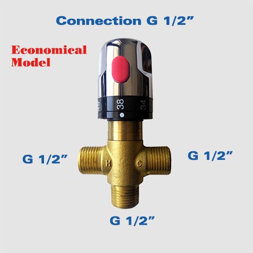 Solid Copper 3-Way Thermostatic Mixing Valve 3/4 Inch Solar Water Heater Valve Regulating Temperature Control Valve: E g 1-2