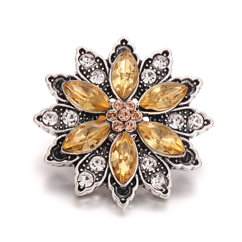 6 stks/partij Snap Sieraden DIY Crystal Rhinestone 18mm Bloem Snap Knoppen Fit 18mm Snap Armbanden Bangles Vrouwen knop Sieraden