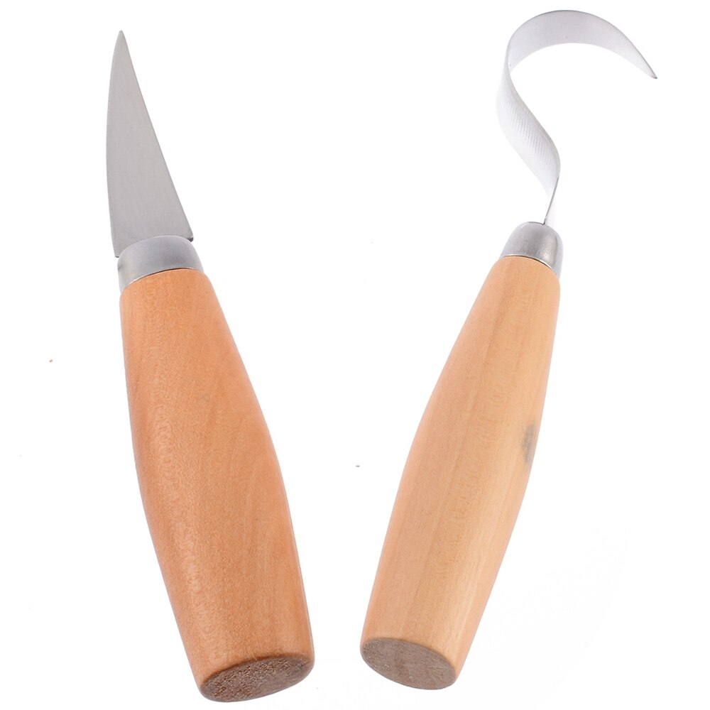 1/2PCS Stainless Steel Wood Carving Cutter Woodwork Sculptural DIY Wood Handle Spoon Hook Carving Knife Woodcut Art Craft Tool: 2pc