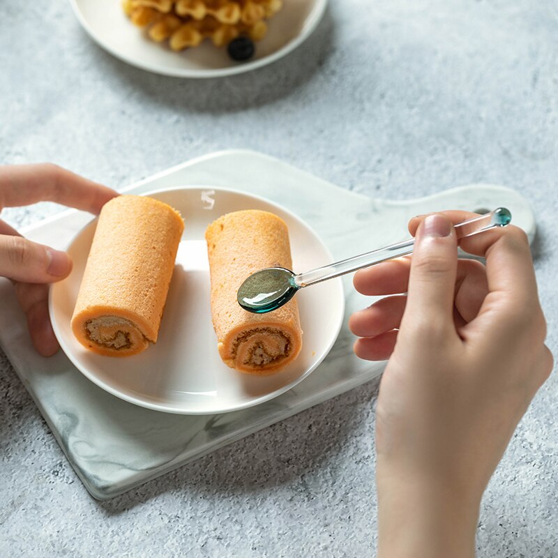 Cuillère en verre résistant à la chaleur résistant à la chaleur fouet Web célébrité café Dessert cuillère