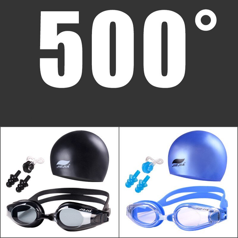 Waterproof and anti-fog swimming glasses, myopia goggles, uv goggles, adjustable silicone goggles, silicone swimmin: MYOPIA -500