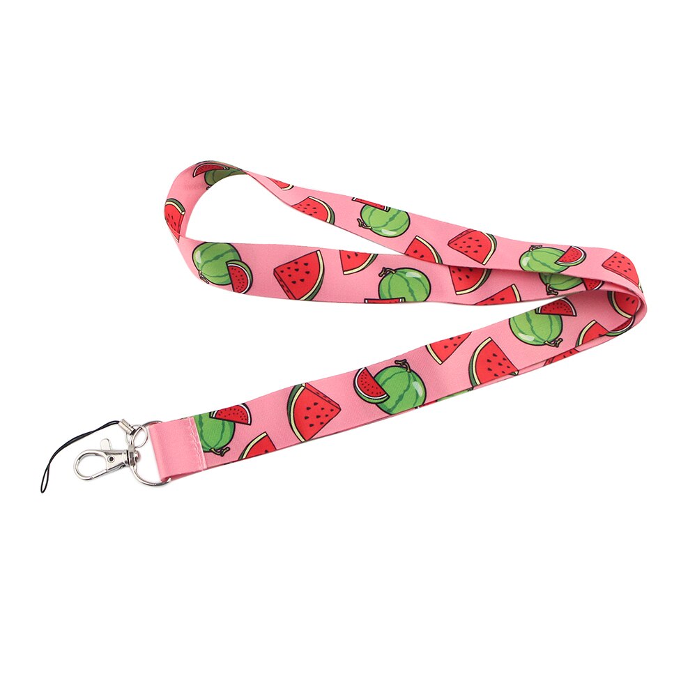 CB226 Watermeloen Fruit Sleutelhanger Lanyard Leuke Telefoon Charme Mobiele Telefoon Draagriem Roze Lanyards Voor Sleutels Id Badge Key Card houder: 1