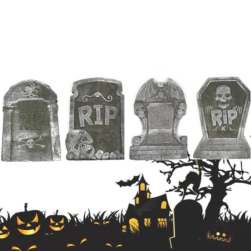 1 Pc Halloween Foam Tombstone Skeleton Tombstone Haunted Stone Props Grisly Party Yard House Decor Bar Decoration Rip A1U1