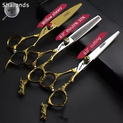 Echte kappersschaar, 6 inch kappersschaar, speciale schaar voor haarstylisten, schaar met platte tanden.: Donker kaki