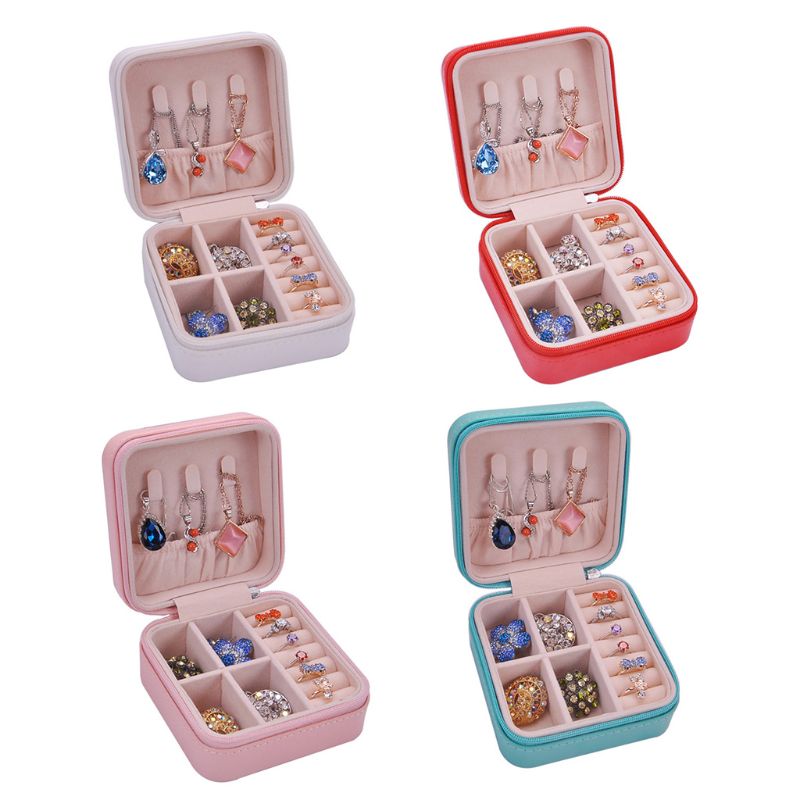 Joyero organizador de almacenamiento portátil con cremallera Portable para mujer