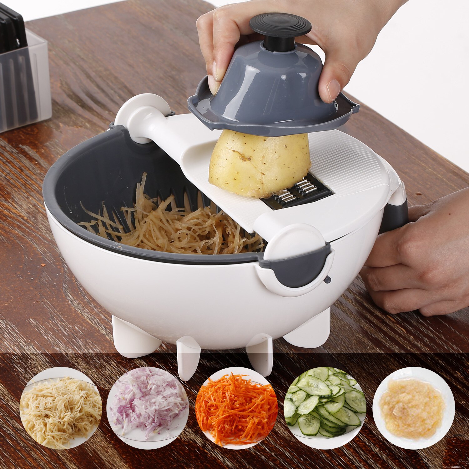 Multi-Functional Vegetable Food Chopper Potato Cutter Slicer Strainer 5 Interchangeable Cutter for Carrot Tomato Kitchen Product