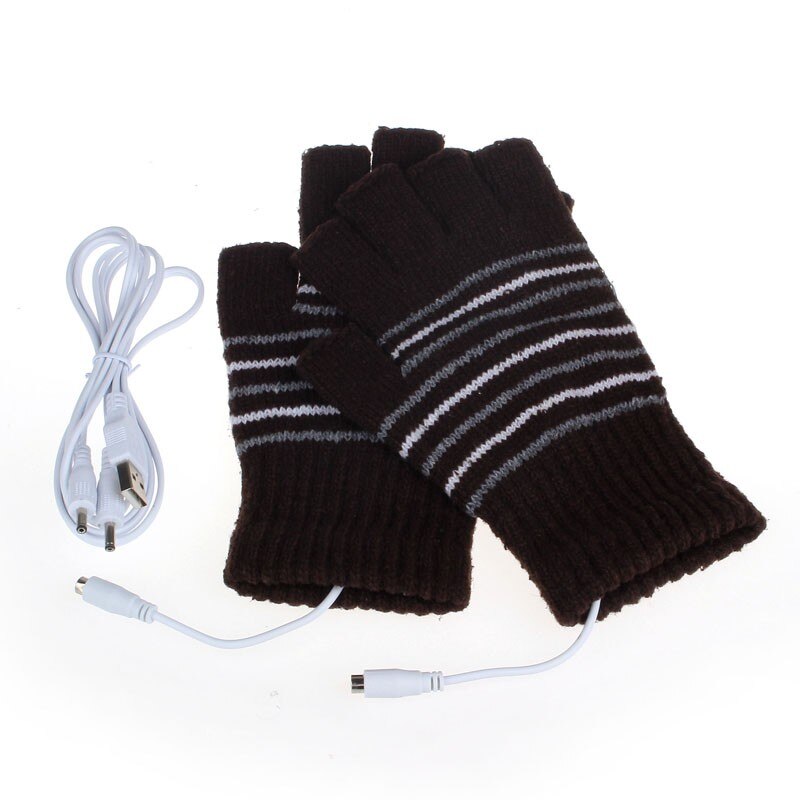 5V Usb Powered Verwarming Handschoenen Winter Unisex Vrouwen Mode Gestreepte Handschoen Wanten Mannen Handwarmer Verwarmde Handschoenen Vrouwen wanten