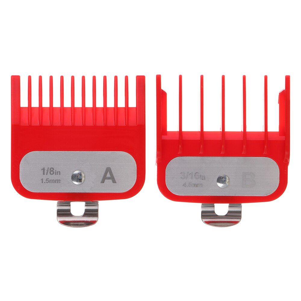 10 pcs 3-25mm Universal Hair Clipper Guide Limit Comb Trimmer Guards Attachment Styling Barber Tools: Red   2PCS