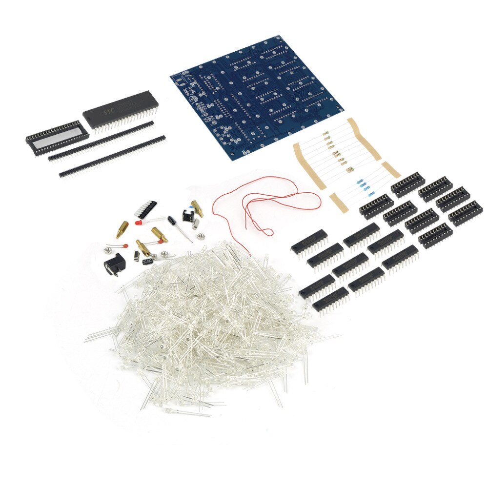3d led cube 8x8x8 lumière nouveaux articles PCB conseil nouveauté nouvelles bleu carré kit de bricolage 3mm