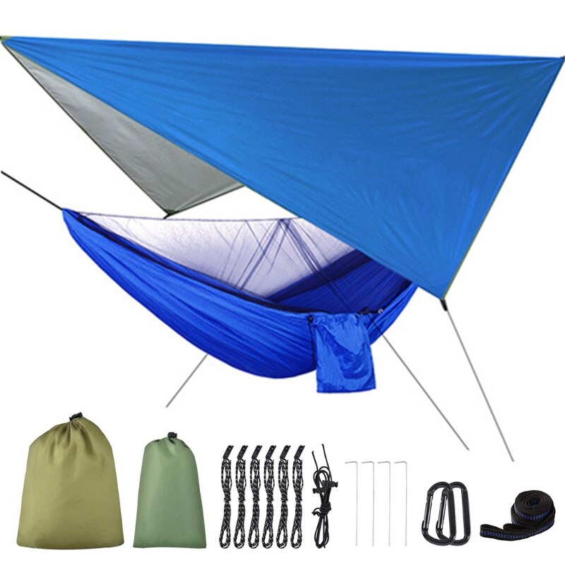 2 in 1 Lightweight Portable Outdoor Camping Hammock Mosquito Net Hammock Tent With Waterproof Canopy Awning Netting Set girls lo: K