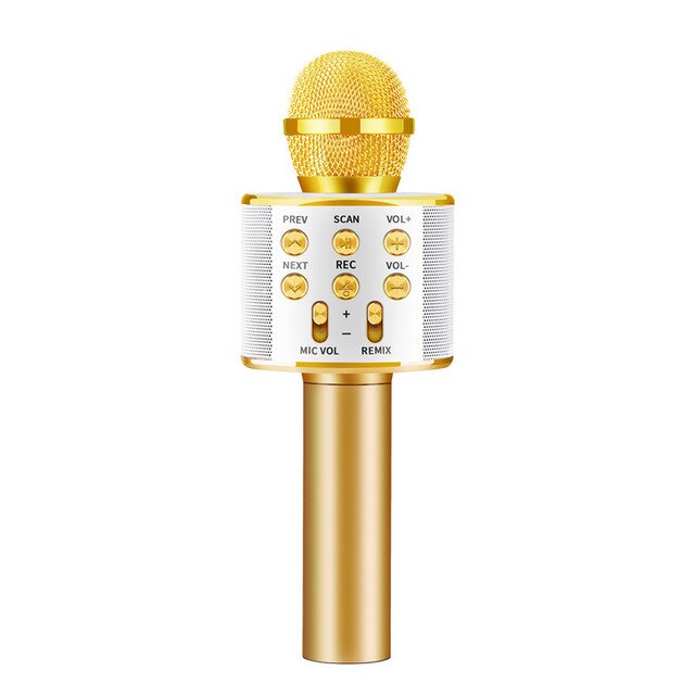 Bluetooth Wireless Microphone Speaker Handheld Microphone Karaoke Mic Music Player Singing Recorder KTV Microphone: Gold