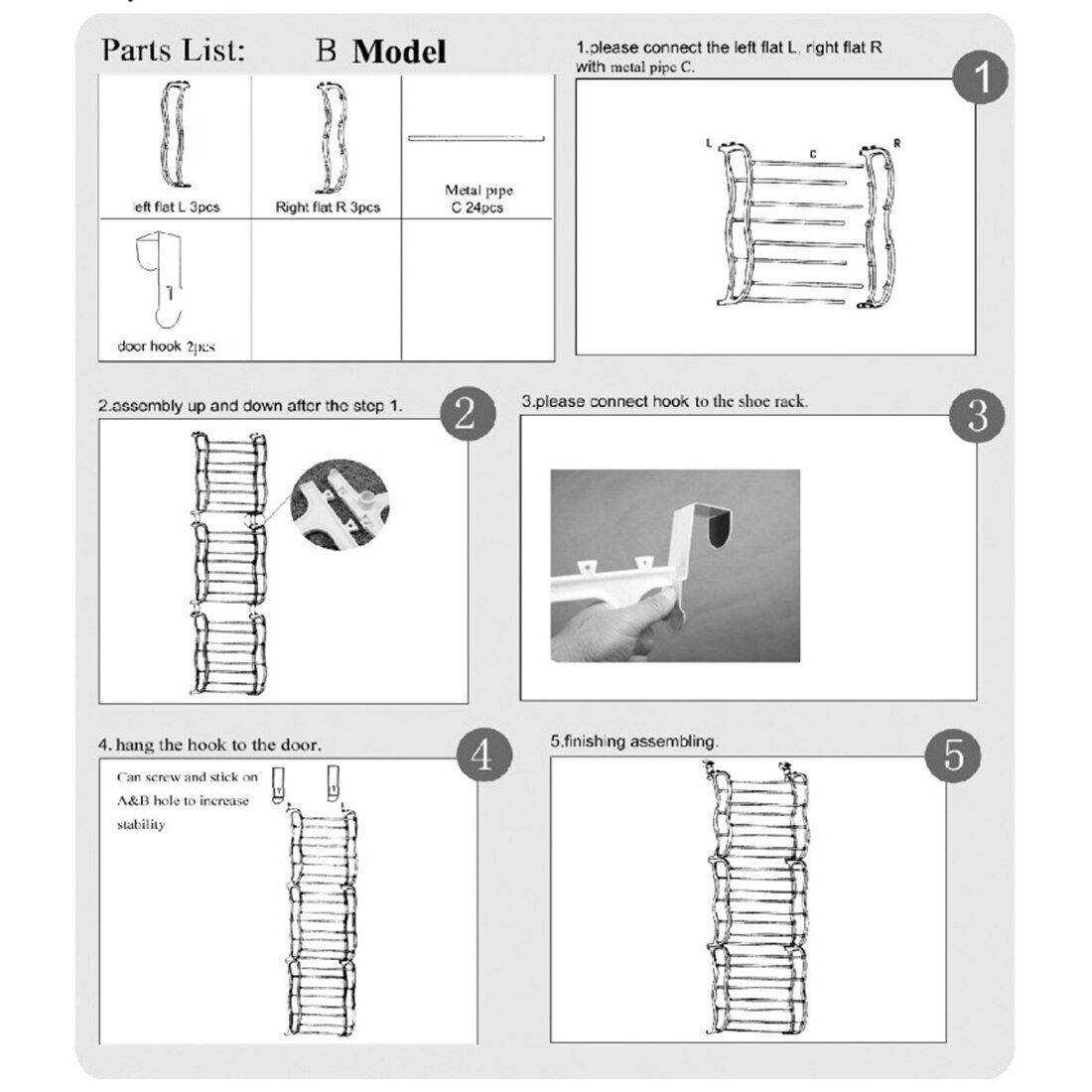 1pcs 8-Tier Over the Door Shoes Storage Rack Holder Hanging Shoes Organizer Storage racks stand holders - White