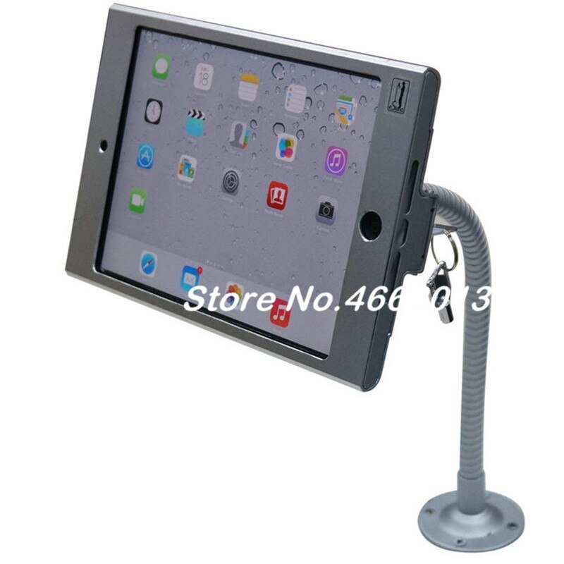 Tablet Pc Display Flexibele Zwanenhals Wall Mount Houder Stand Voor Ipad Mini1 2 3 Security Veilig Vergrendeld Metalen Box Ondersteuning arm