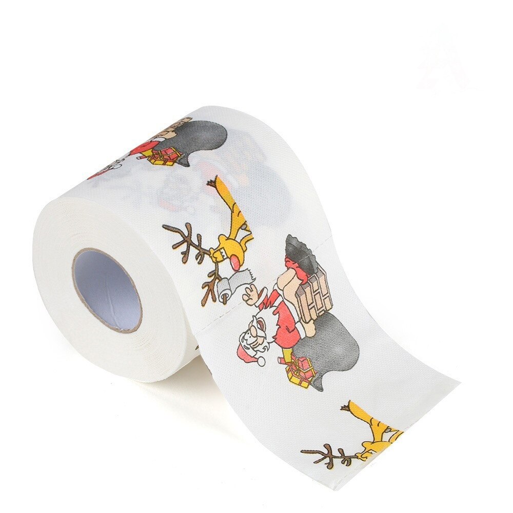 Juletoiletpapir julemand/hjort glædelig forsyninger trykt hjem bad stue toiletpapir papirrulle jul: C