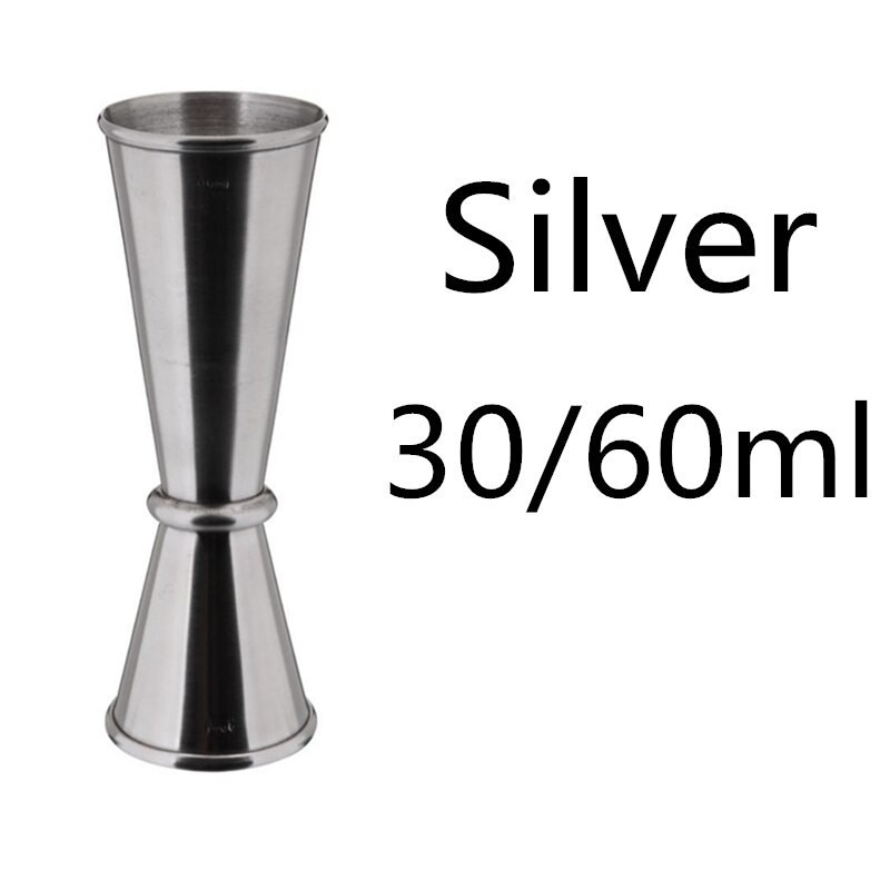 Rustfrit stål bar vin cocktail shaker jigger enkelt dobbelt shot drink mixer vin skænke måler kop bar værktøj 2 størrelse: 30 x 60ml sølv