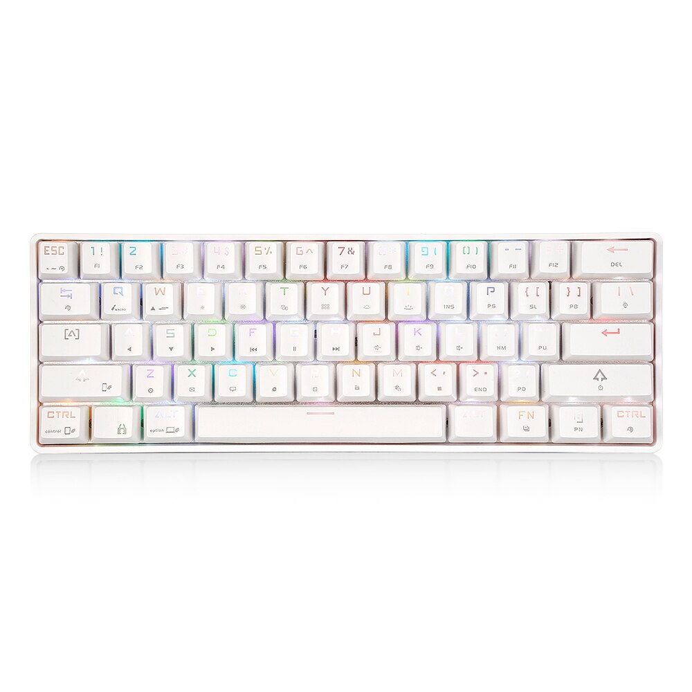 DK61 Wireless Bluetooth Mechanical Keyboard USB Wired Keyboard Blue Switch 61 Keys RGB Backlit Keyboard for Windows Mac Android: White