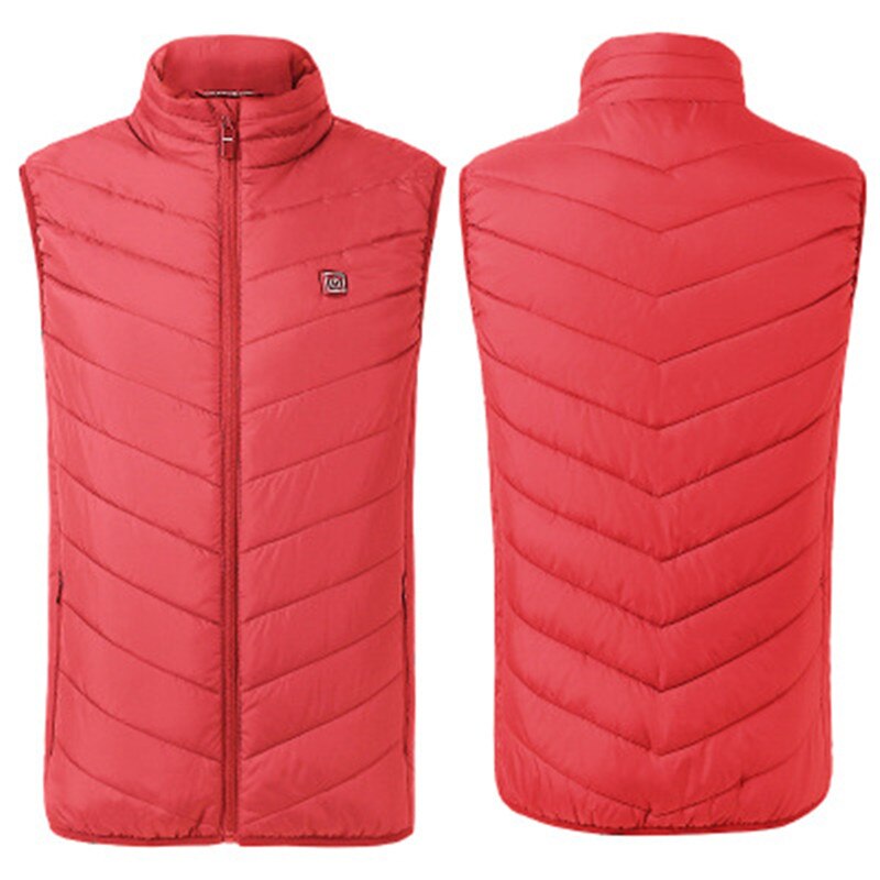 USB gilet chauffant hommes femmes manteau plume thermique chauffé veste hiver pêche gilet Usb gilet extérieur chauffé gilet grande grande taille 4XL: Rouge / M