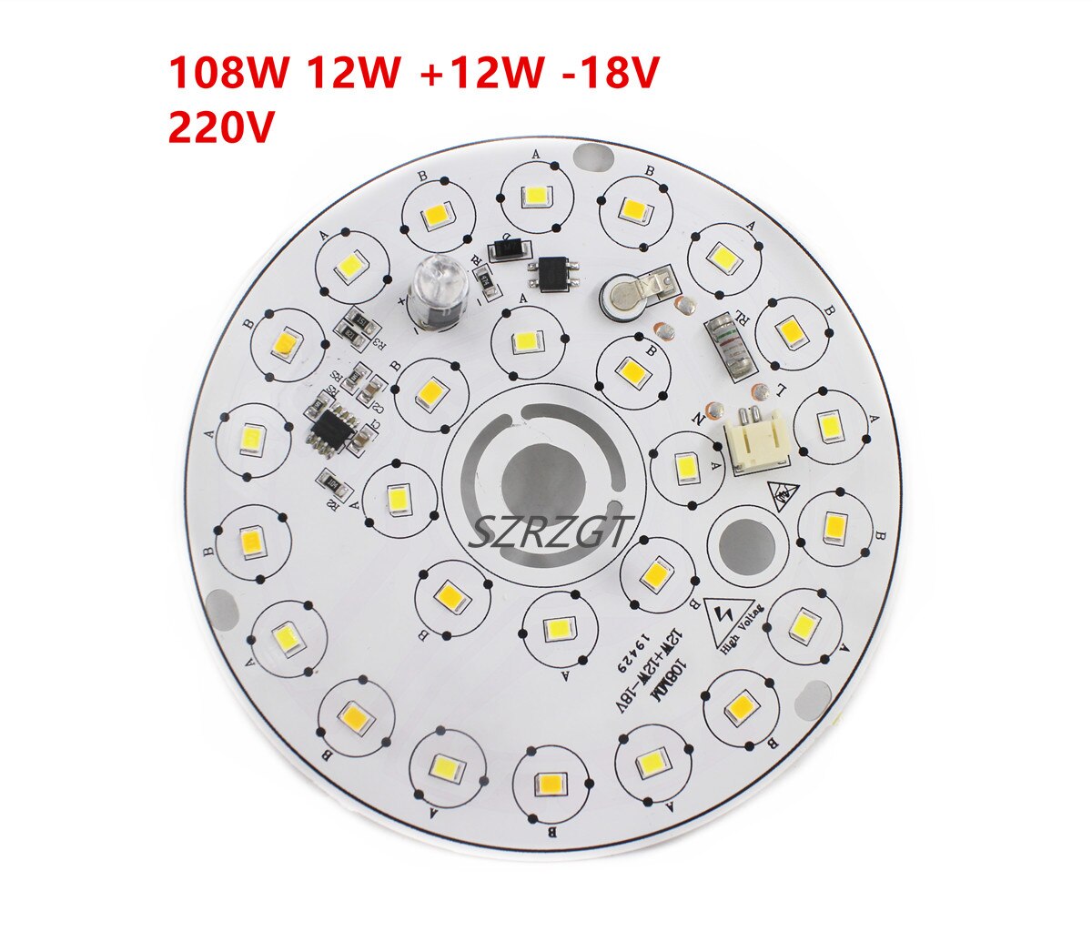 24W 108mm AC 220v led pcb 3528 SMD 12X12W integrated ic driver, Led smart IC SMD