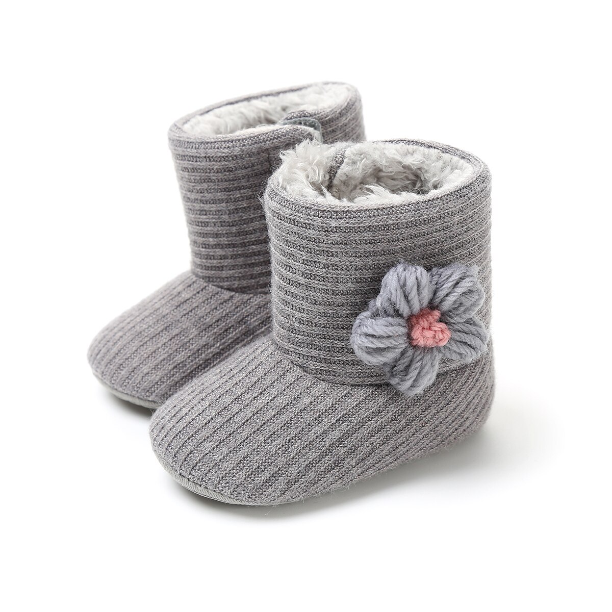 0-18m baby kindermeisjes winterlaarzen pluche fleece warme sneeuwlaarzen peuter baby schoenen prewalker 0-18m: Grijs / 7-12 maanden