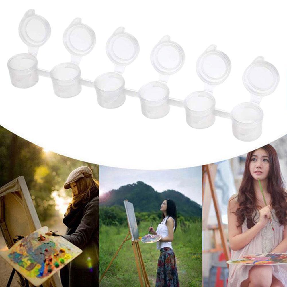 Botes vacíos de 3ml para almacenamiento de pinturas, Mini caja de pintura, contenedor de plástico para almacenar pigmentos, herramienta de dibujo artesanal, 6 botes