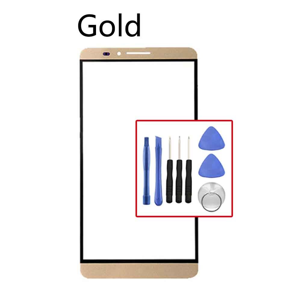 Pantalla exterior para Huawei Ascend Mate 7 MT7-L09 pantalla táctil frontal, pantalla LCD, cubierta de cristal de repuesto: Gold-With Tool