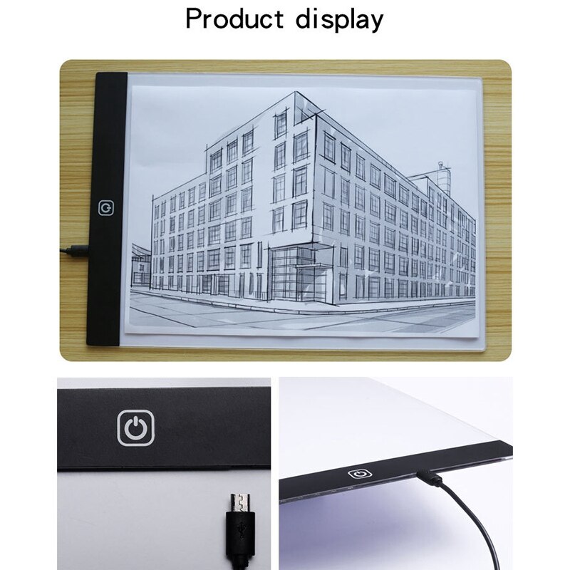 A4 LED Drawing Tablet Digital Pad USB LED Light Copy Board Electronic Art Graphic Painting Table with 3 Level of Dimming