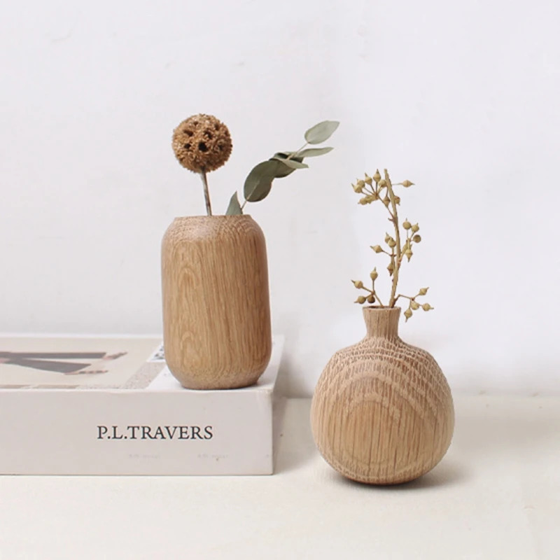 Japansk trævase til blomster boligindretning dekorative blomster vase stuedekoration kontor skrivebord blomster flaskeornament