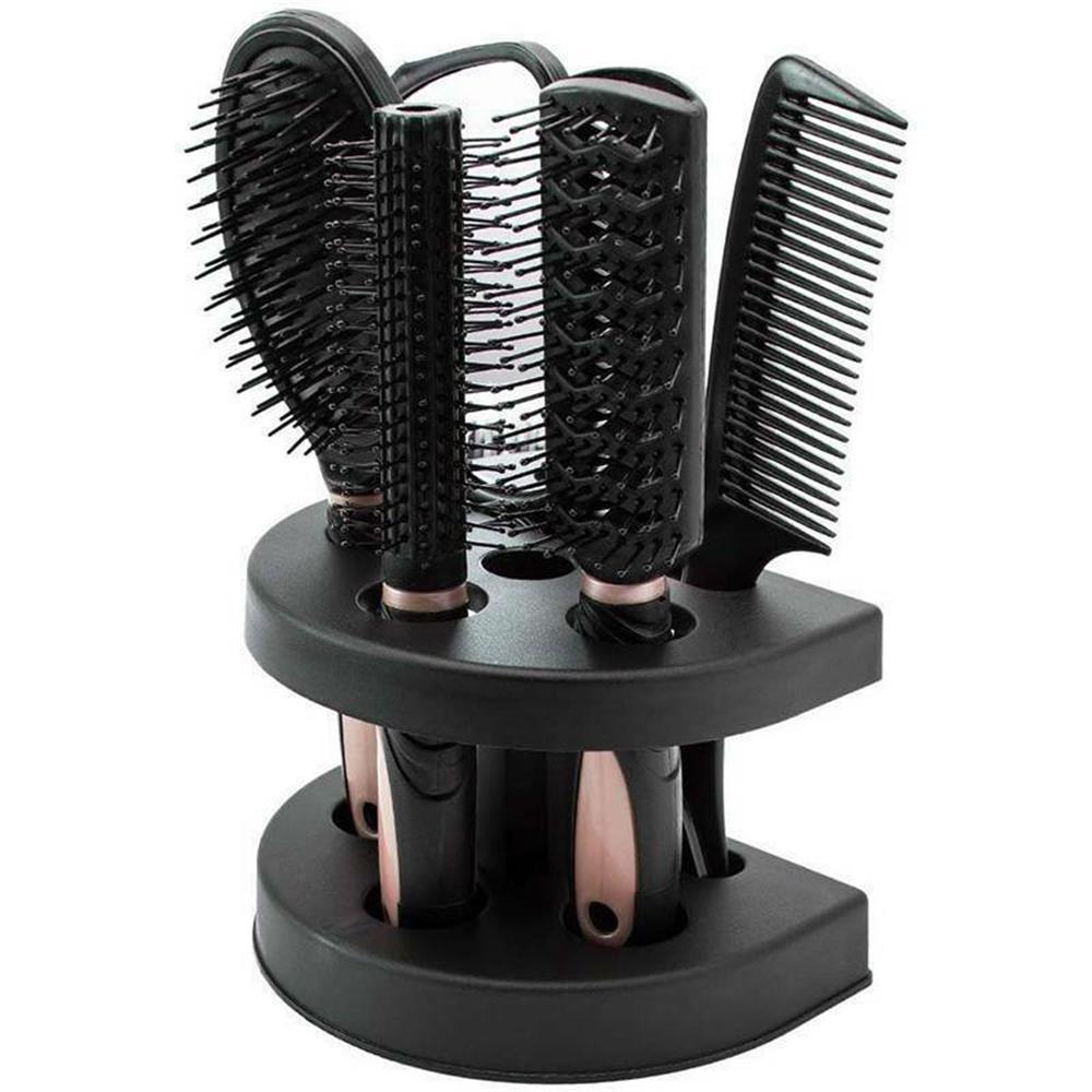 Conjunto de 5 cepillos peine , masaje de cuidado del cabello con espejo, herramienta de estilismo rizado húmedo/Seco, 5 unidades: pink