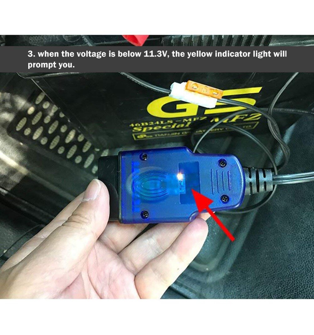 OBD II Memory Saver Connector ECU Emergency Power Protector Auto Computer Power-off Memory Device