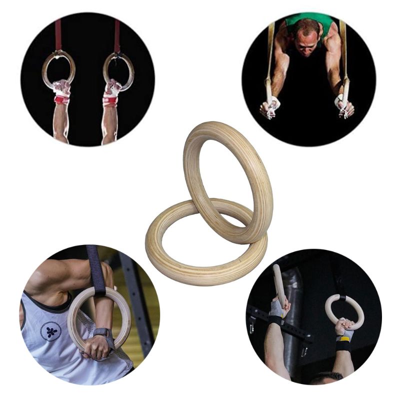 1 stk gym ringe, træ gymnastik ringe fitness tunge gym trænings ring udstyr til cross-træning træning,