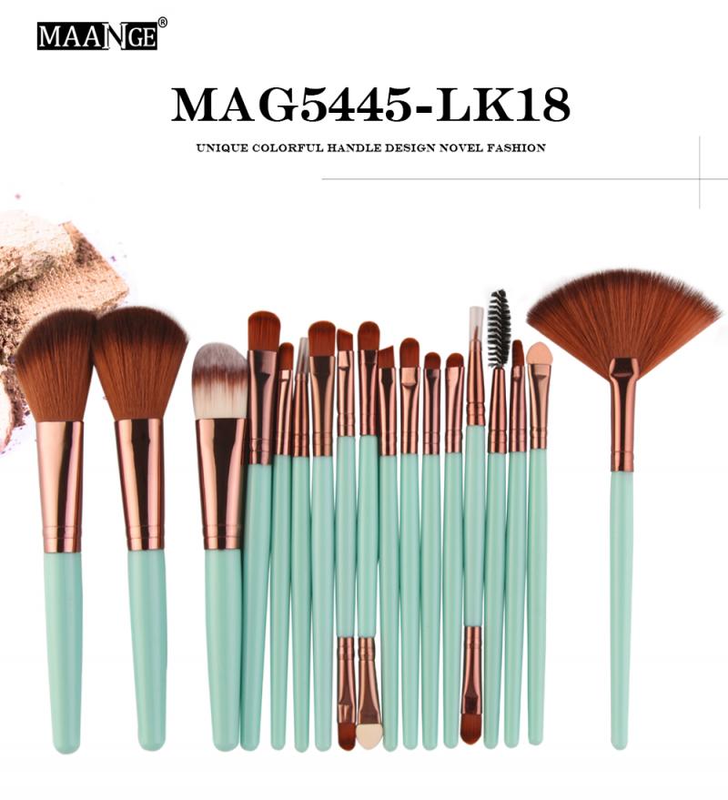 Maange 18 stuks make-upkwasten gereedschapsset cosmetische poeder oogschaduw foundation blush blending beauty make-upkwast maquiagem