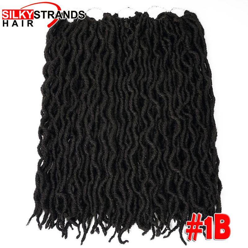 24 Strands Ombre Curly Faux Locs Crochet Hair Synthetic Kanekalon Dread Locs 20 Inch Senegalese Twist Hair Extensions for Women: #1B / 8Pcs/Lot