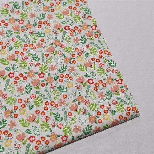 Tela de sarga de algodón con hojas verdes, tejido acolchado de 160x50cm por medio metro para costura DIY de sábanas de cama: Cotton Fabrics 04