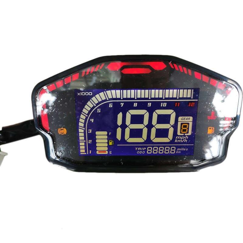Universal- Motorrad LCD Digital Tacho 12000RPM 6 Getriebe Hintergrundbeleuchtung Motorrad Kilometerzähler für 1, 2,4 Zylinder Meter