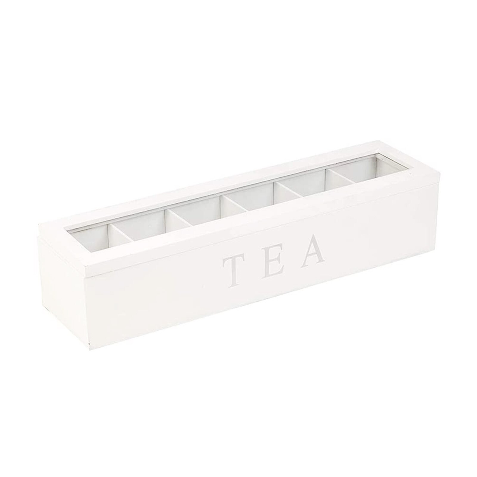 Wooden Tea Box with Lid Coffee Tea Bag Storage Holder Organizer for Kitchen Cabinets Coffee Tea Bag Storage Holder: White 6 cells