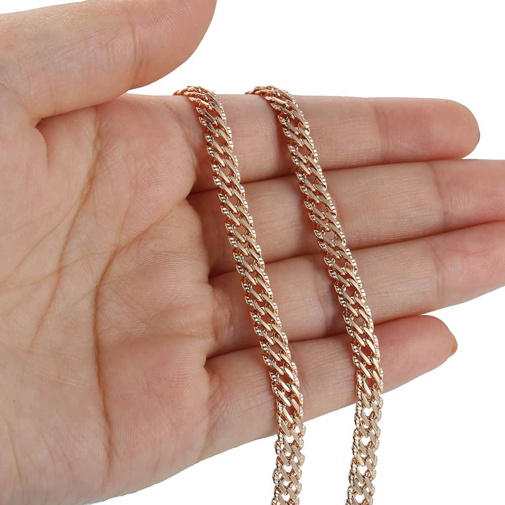 Rose Gold Necklace for Women Cuban Link Chain 585 Rose Gold Filled Womens Necklaces Chain Jewelry 5mm 50cm 55cm 60cm DLGN453