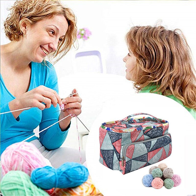 Knitting Needles Sewing Set Storage Bag Crochet Hooks Needle Thread Yarn Storage Bag DIY Organizer Holder Wool Crochet Hooks
