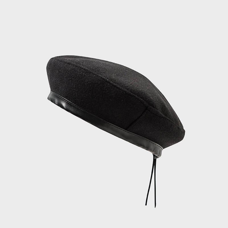 Béret léopard pour femmes, décoration de fête en plein air, multifonction, chapeau de loisirs à dessus plat, 56-58cm, casquette à la: Beret Black
