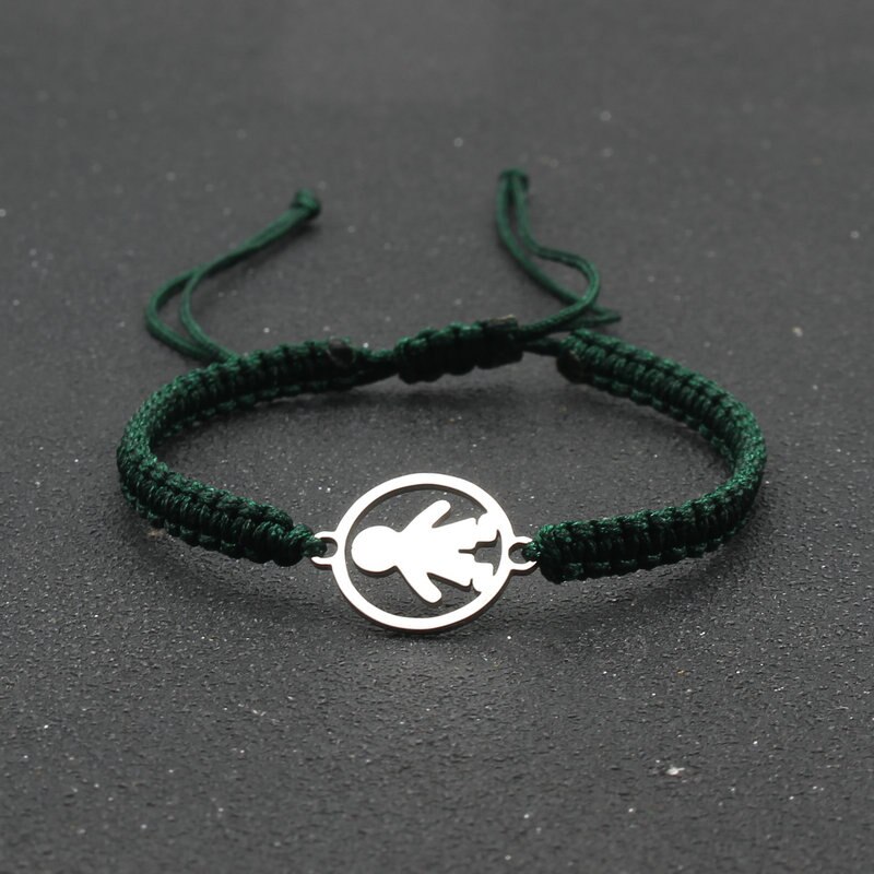 Rvs Schattige Kleine Jongen Bedelarmband Handgemaakte Braid Verstelbare Lucky String Armbanden Voor Vrouwen Mannen Paar Kind: Dark Green