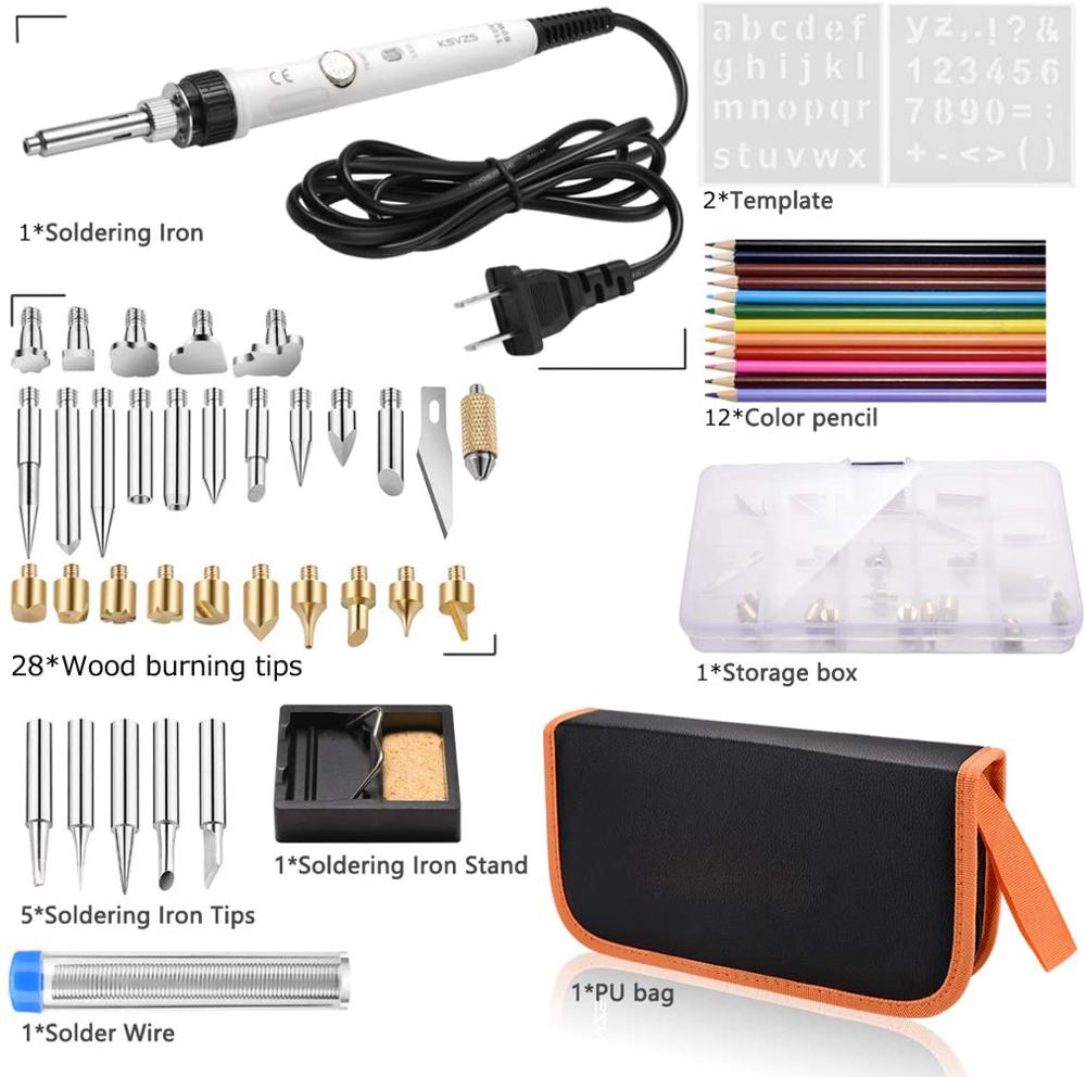 51 pieces of DIY wood-burning tool set thermostat electric soldering iron suitable for engraving/heat transfer/embossing/leather
