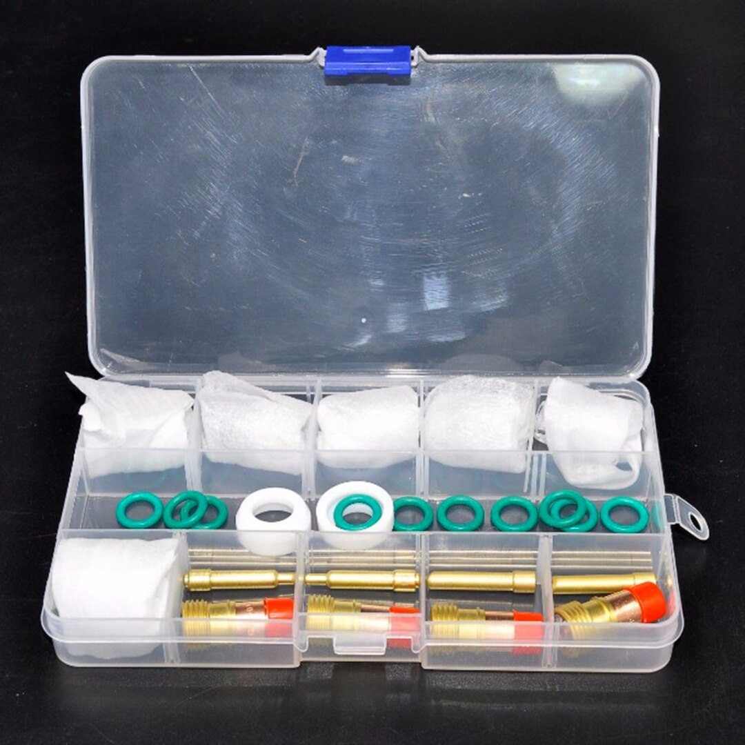 30pcs/Lot Practical TIG Welding Kit Torch Stubby Tig Gas Len Glass Cup Tungsten Needle for WP17/18/26 Mayitr Welding Accessories