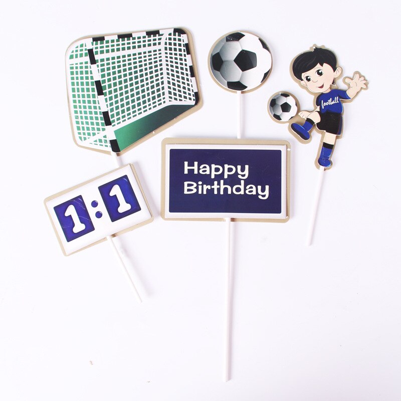 Gutt fotball sport tema gratulerer med dagen kake topper tegneserie barn fotball bursdagskake dekorasjon festrekvisita: Blå