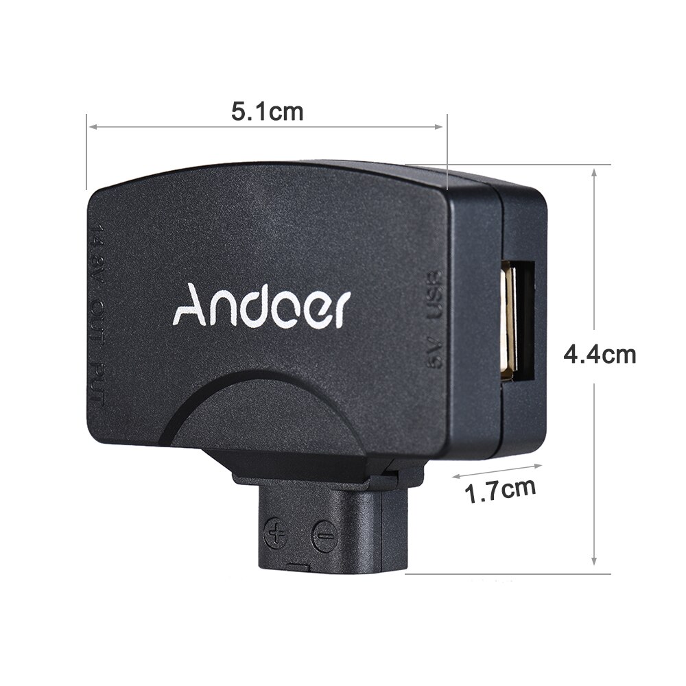 Andoer D-Tap para 5 V USB Adaptador de Conector para V-Mount Camcorder Bateria para Câmera BMCC para iOS iPhone Android Monitor de Smartphones
