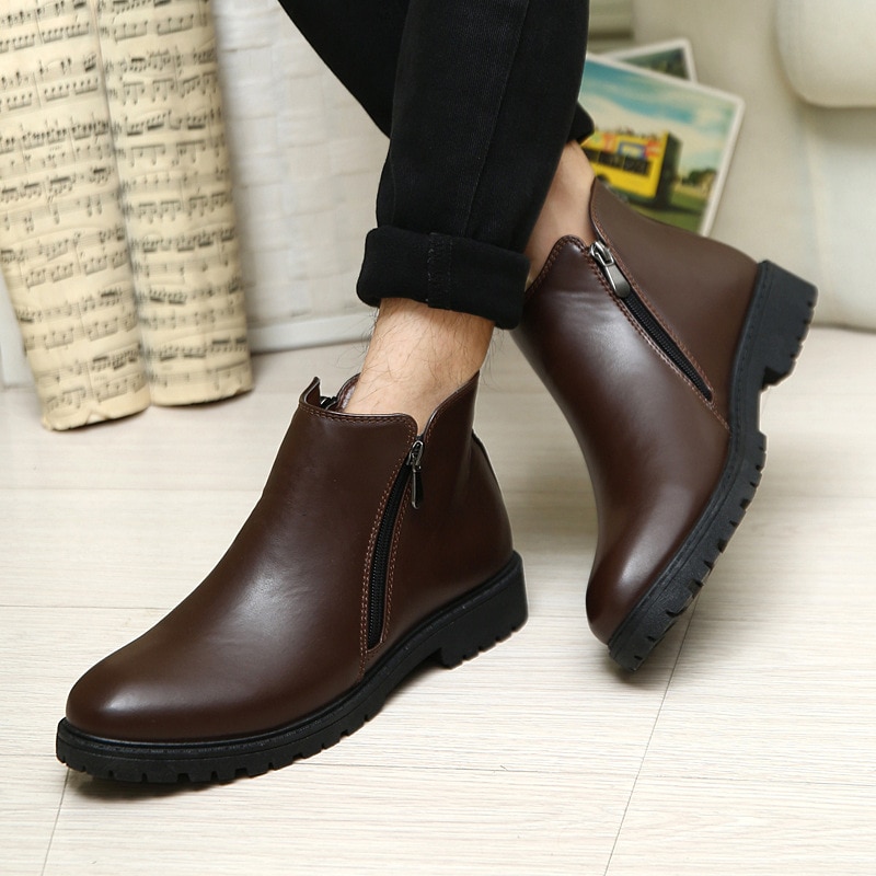 Automne et hiver chaussures en coton pour hommes en cuir bottes Chelsea Martin imperméables bottes tendance britannique chaussures pour hommes