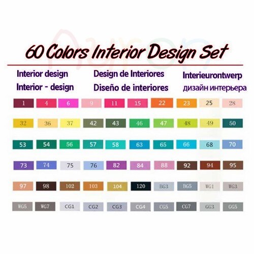 TOUCHNEW 30/40/60/80 Colors Art Markers Alcohol Based Markers Drawing Pen Set Manga Dual Headed Art Sketch Marker Pens: 60 interior design