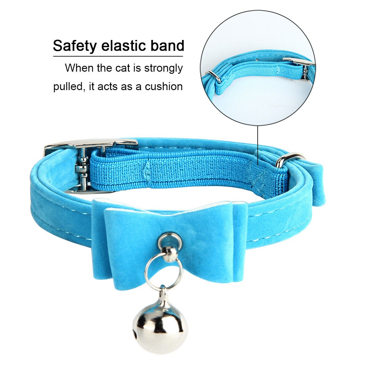 Obroża dla kota aksamitna kokarda krawat bezpieczny regulowany kołnierz z wiązaniem w kokardę z dzwonkiem miękki PU kotek muszka śliczny krawat kot akcesoria