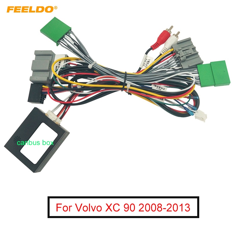Feeldo bil android 16 pin strøm ledningsnett kabel med canbus til volvo  xc 90 08-13 bil lyd strømkabel kontakt