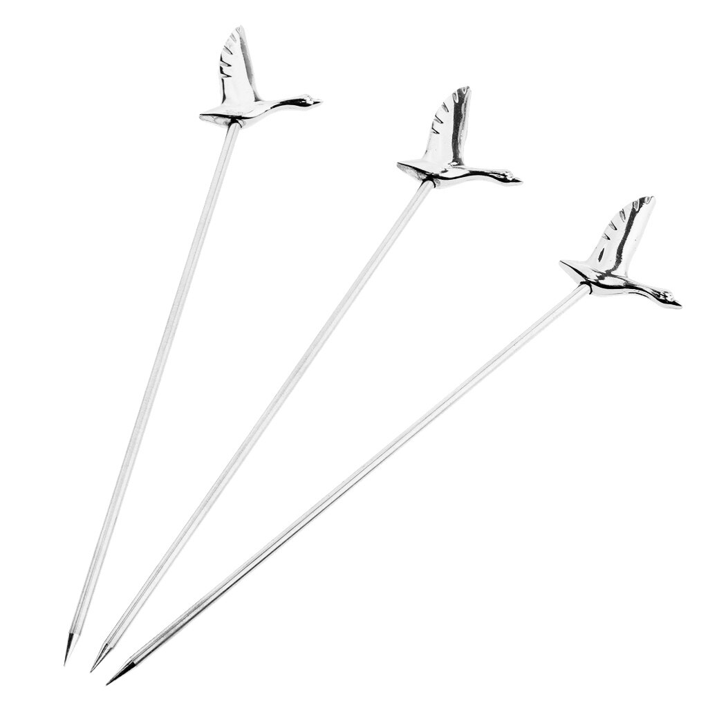 3 Stuks Roestvrij Herbruikbare Staal Cocktail Picks Martini Fruit Stok Roerstokjes Voor Party Keuken Accessoires