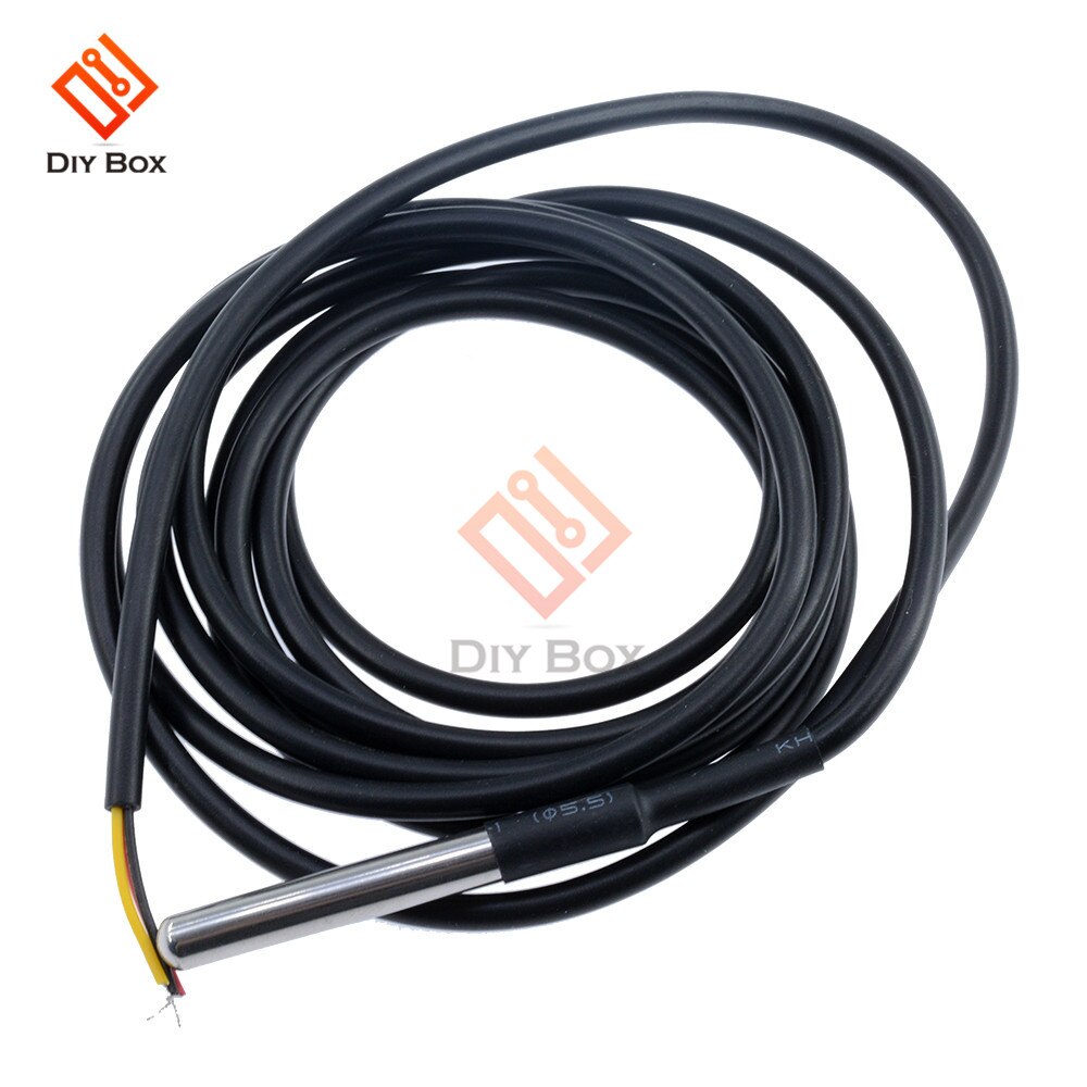 1m/2m/2.5m/3m ds18b20 à prova dntc água digital sensor de temperatura sonda ntc termistor cabo térmico compatível de aço inoxidável: DS18B20 2M
