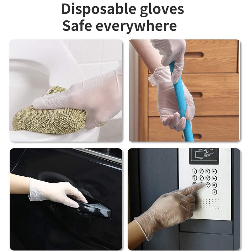 300pcs Transparent Disposable Latex Gloves Anti Virus Non-Slip Home Laboratory Rubber Food Grade Latex Gloves Household Cleaning